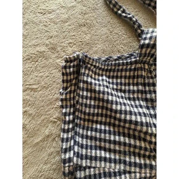 Urban Outfitters Black White Gingham Cotton Tie Front Mini Dress Smocked Back M - Picture 5 of 8